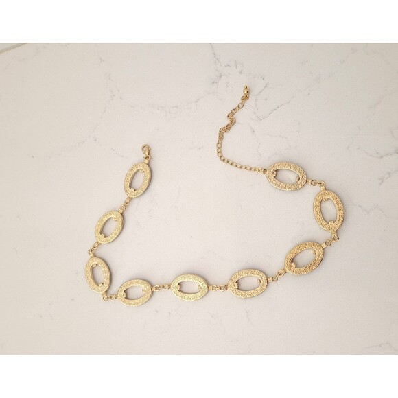 3 Pc Set Black Enamel Gold Tone Link Necklace Set Rhinestone Chunky 16-19" Vtg - Picture 8 of 16